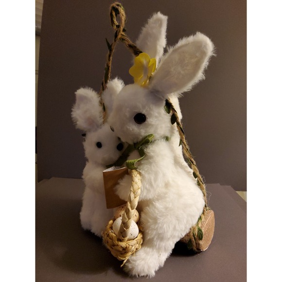 Mom & Baby Bunny on a Log Swing by Ashland - Picture 4 of 4